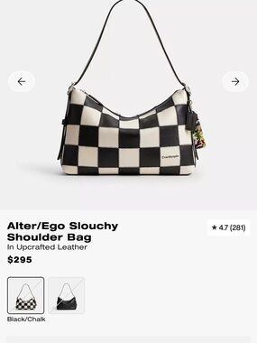 Coach Alter/Ego Checkerboard Shoulder Bag in Black and Chalk
